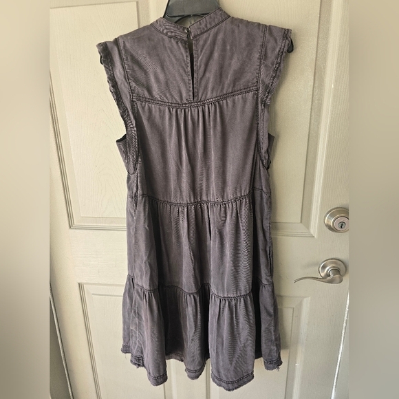 Anthropologie Jenee Tiered Tunic Dress Sz S Washed Black Short Casual - Picture 12 of 14